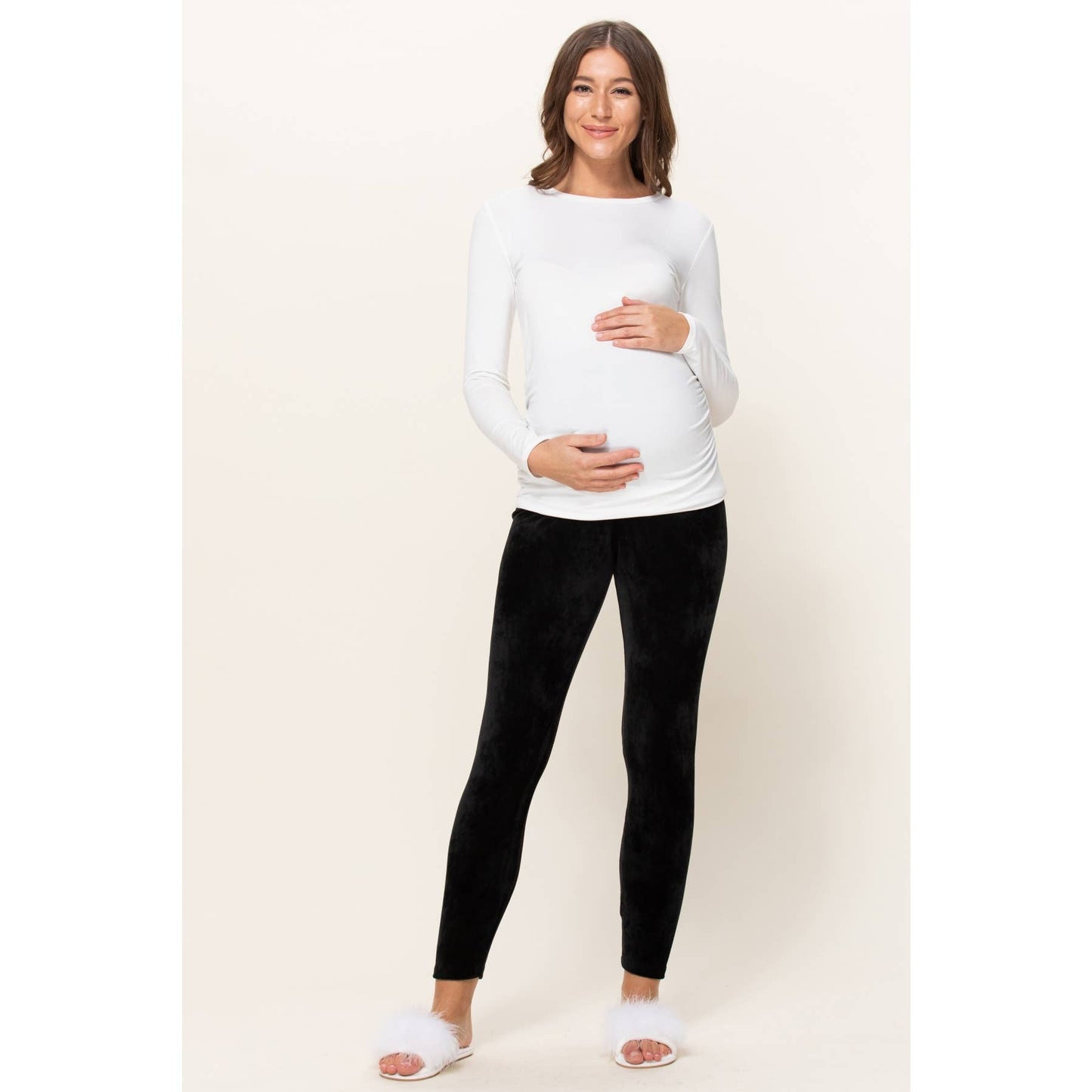 Velour Yoga Pants with Elastic Waistband