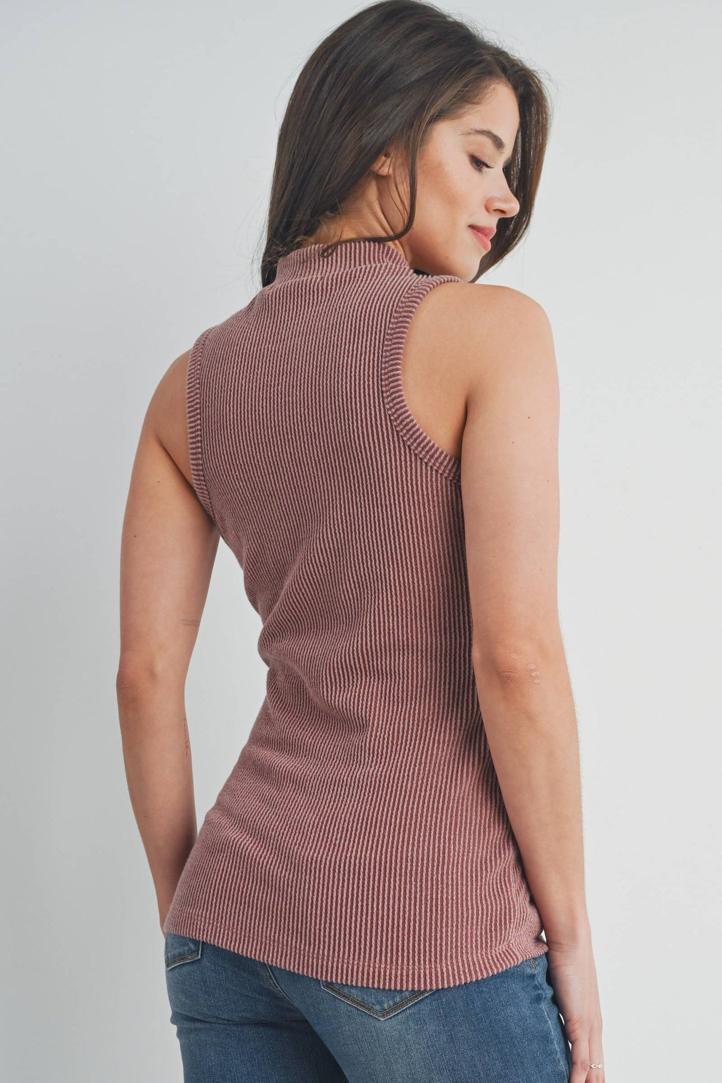 Ribbed Mock Neck Maternity Tank Top