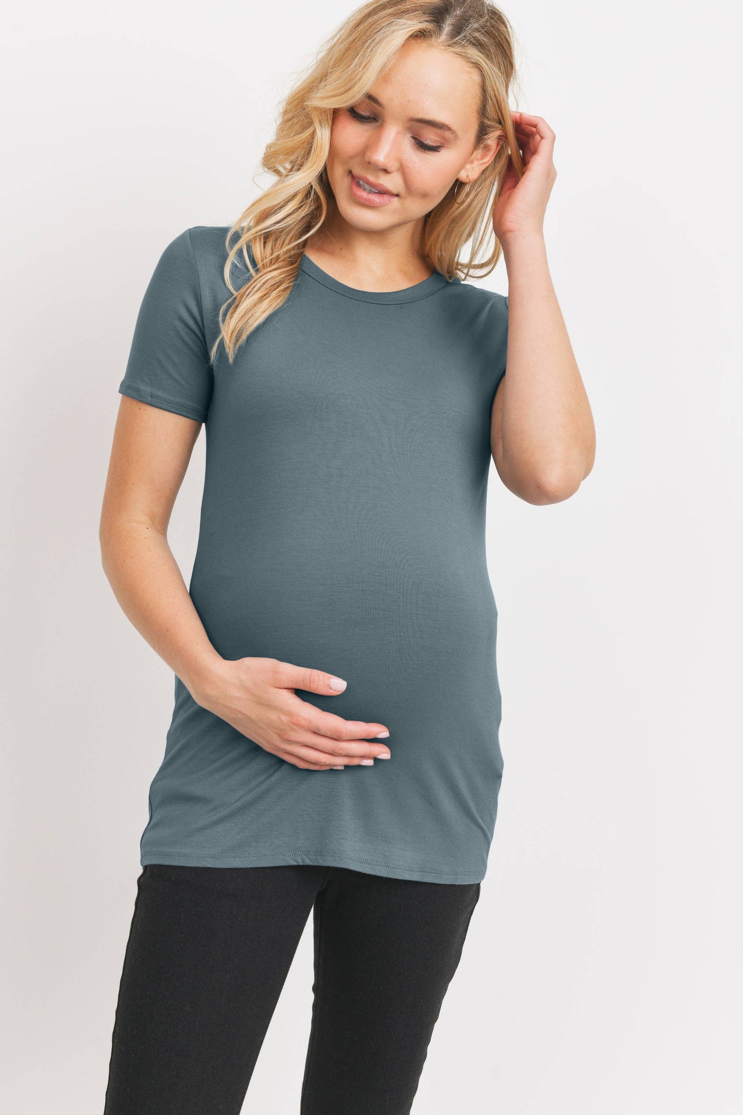 Round Neck Short Sleeve Maternity Top