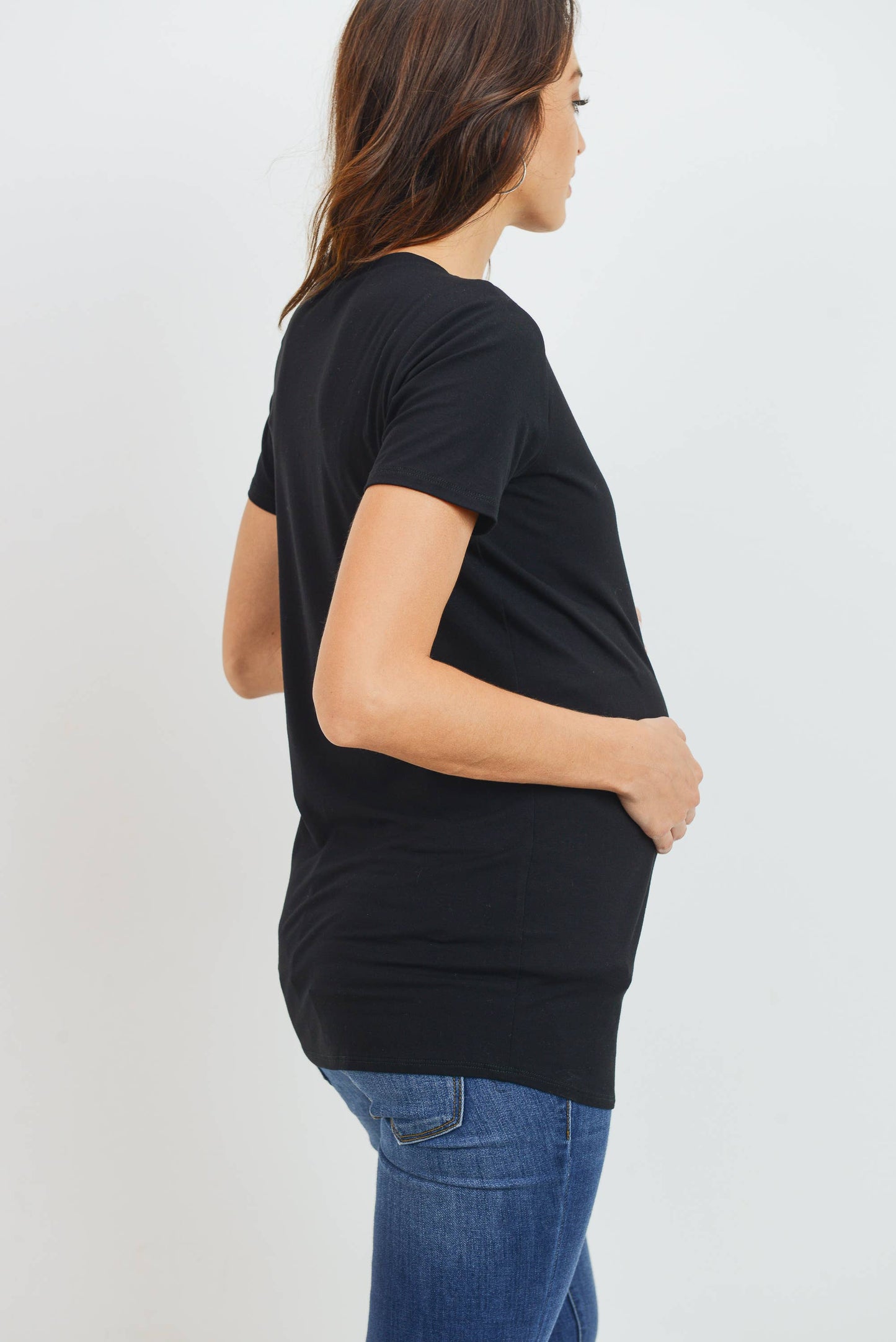 Round Neck Short Sleeve Maternity Top