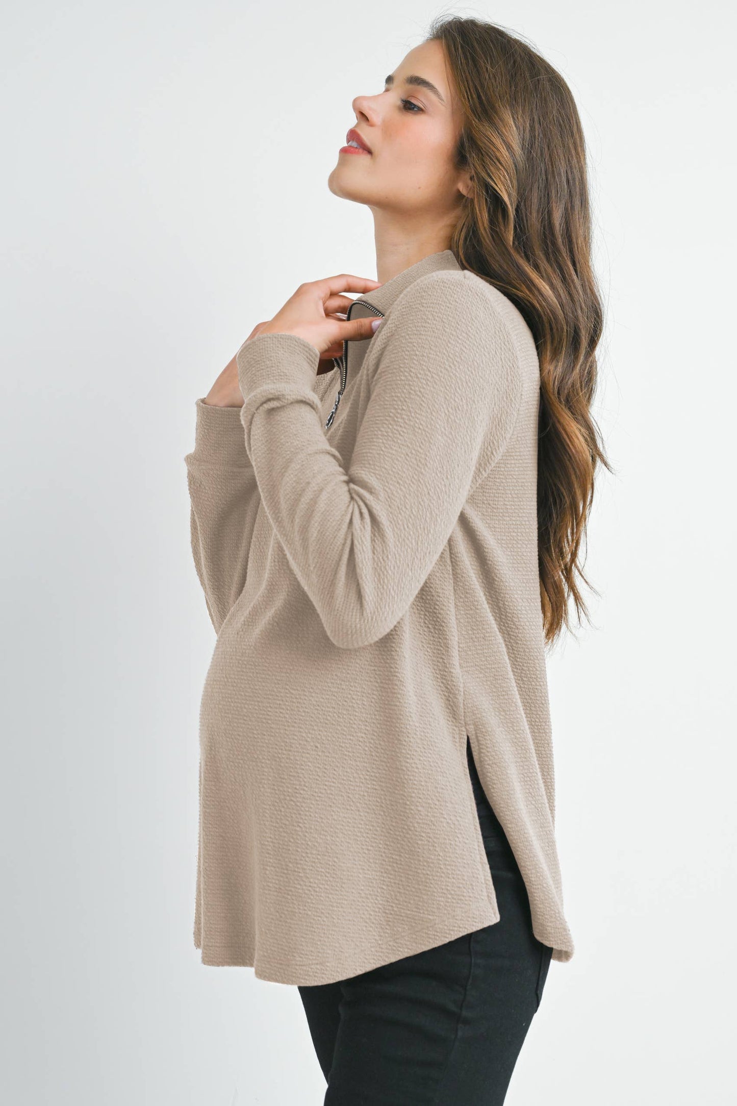 Half Zip Maternity Knit Top