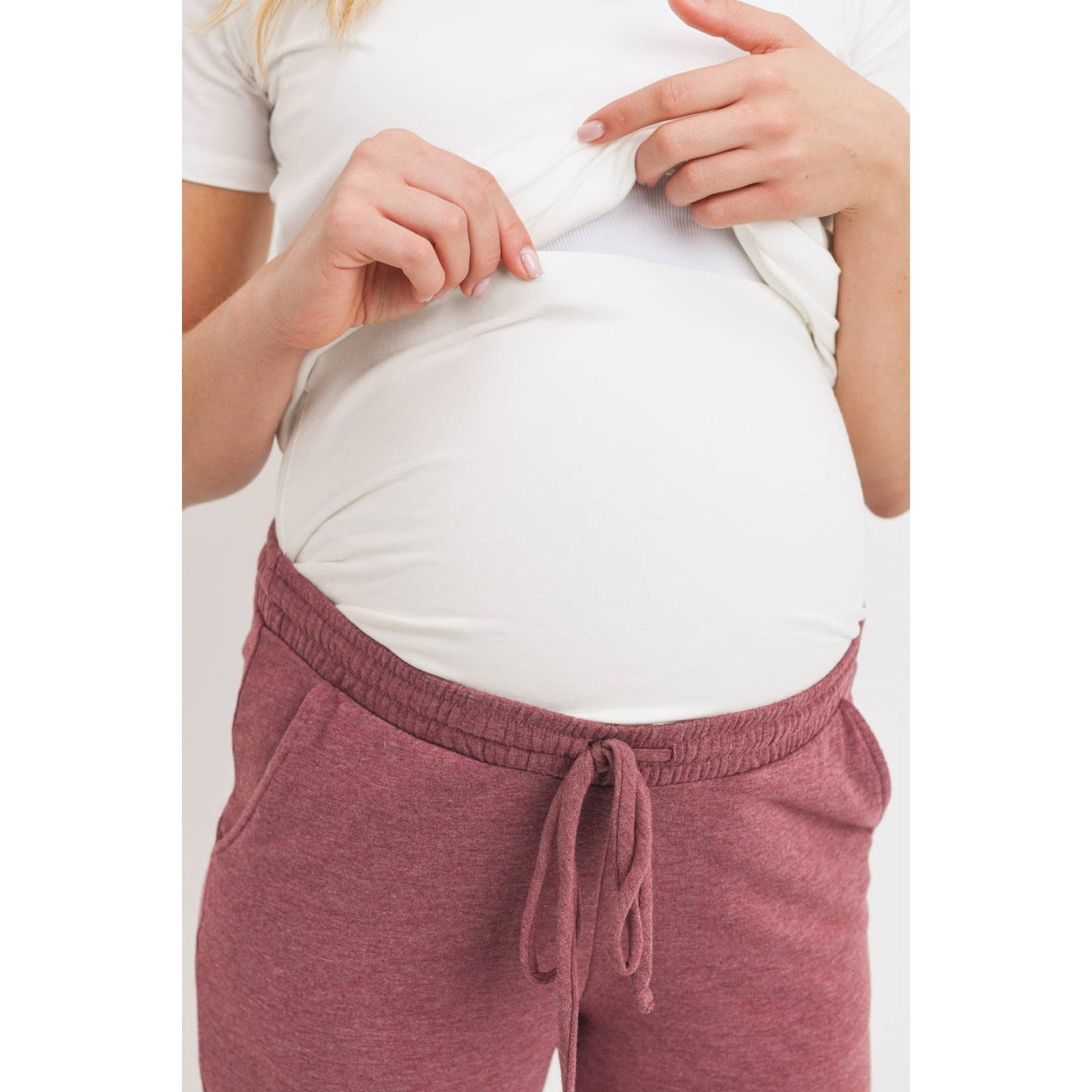 Brushed Terry Two-Tone Maternity Lounge Pants