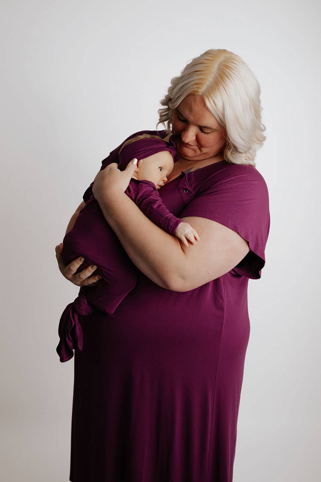 Plum Purple Maternity Mommy Labor and Delivery/ Nursing Gown