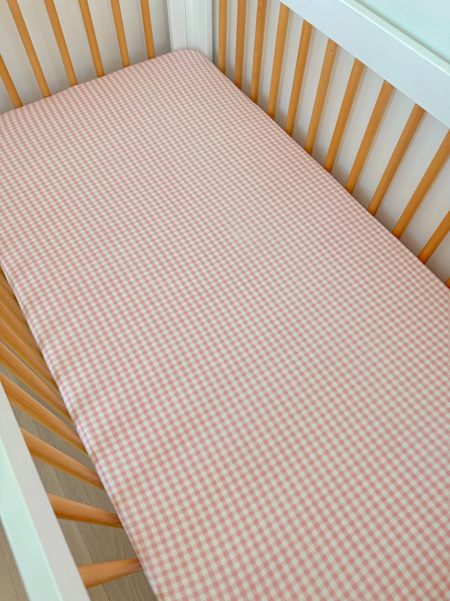 Stretch Crib Sheet, Pink Gingham
