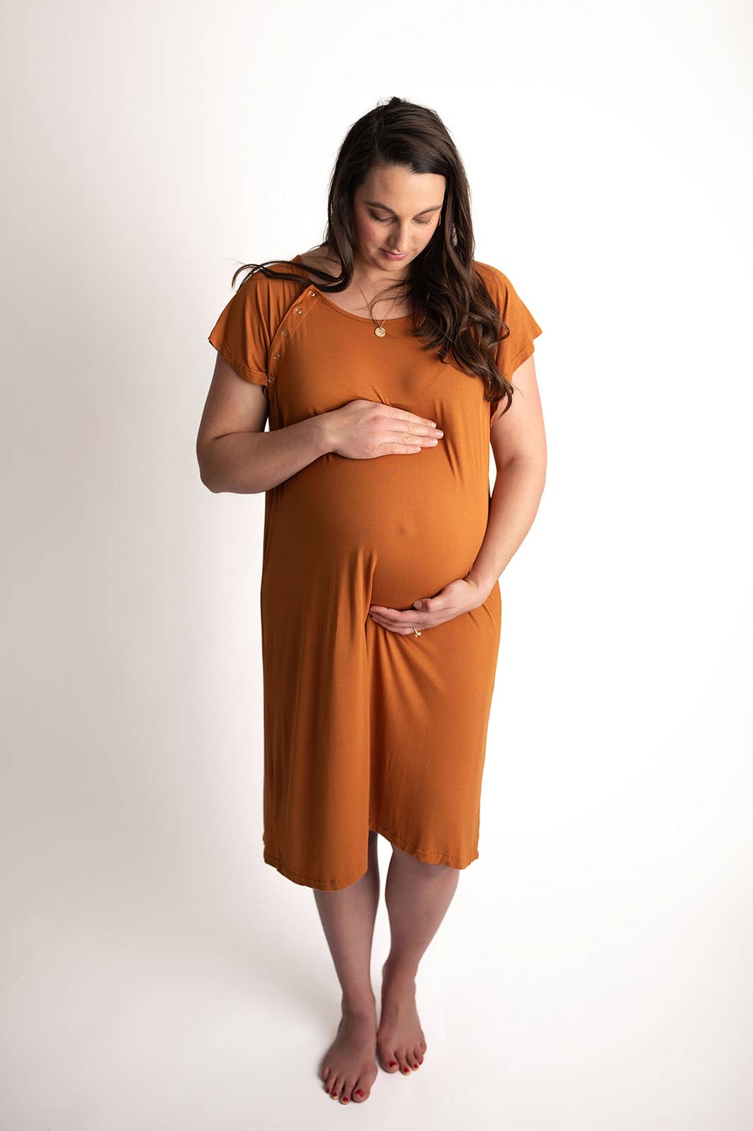 Saddle Orange Labor & Delivery/ Nursing Gown