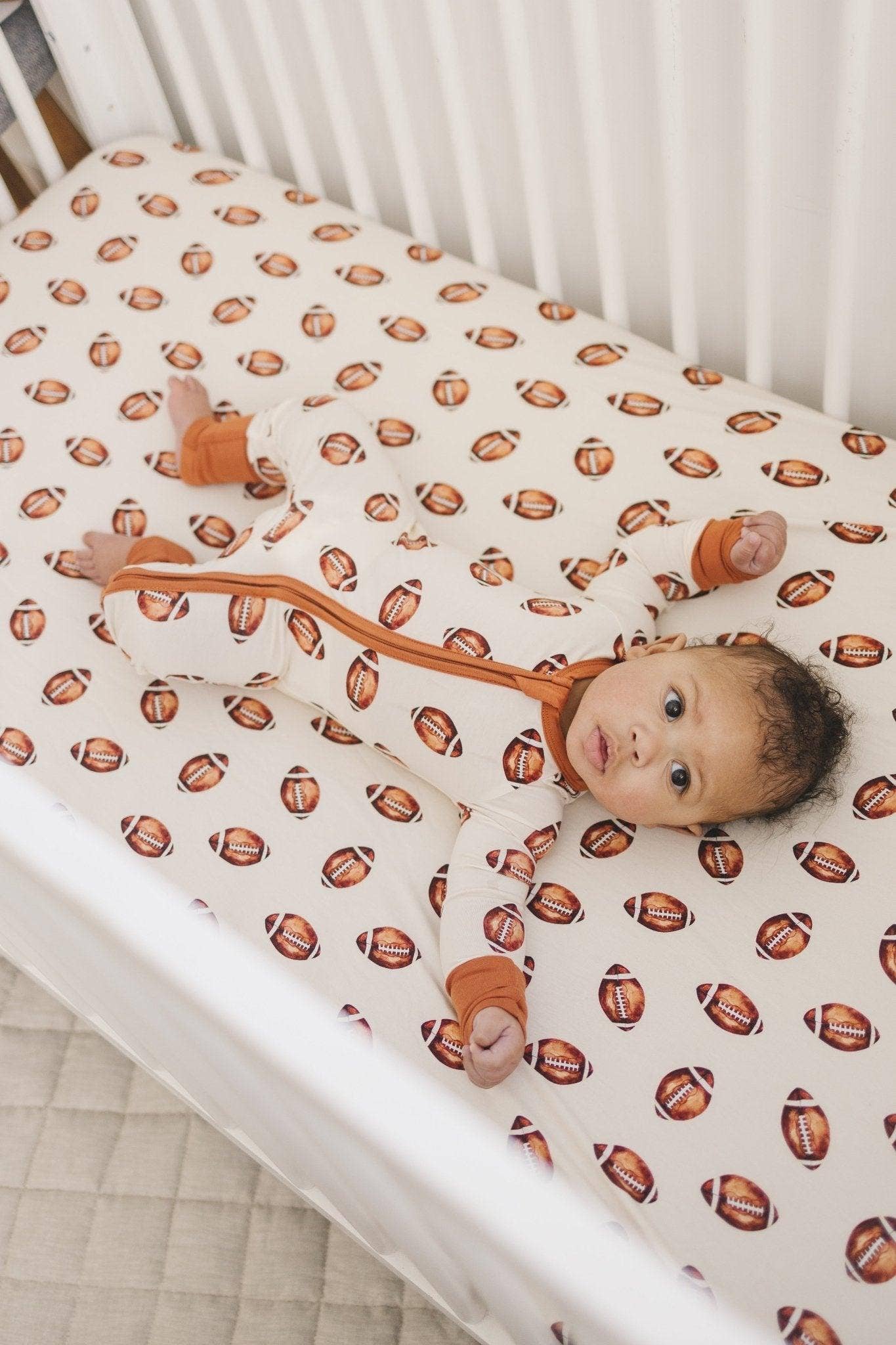 Football Bamboo Zippy Romper Pajamas