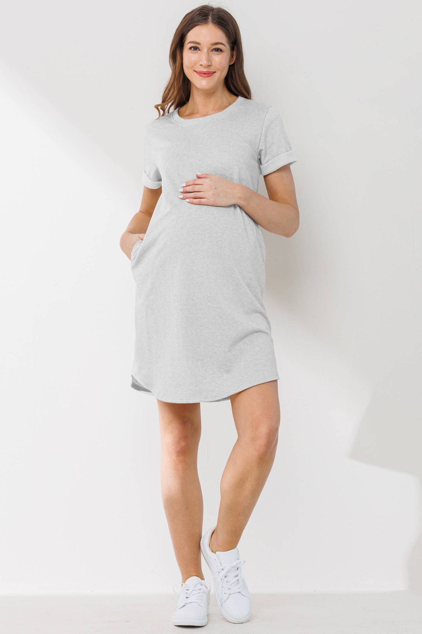 Crew Neck Maternity T-Shirt Dress