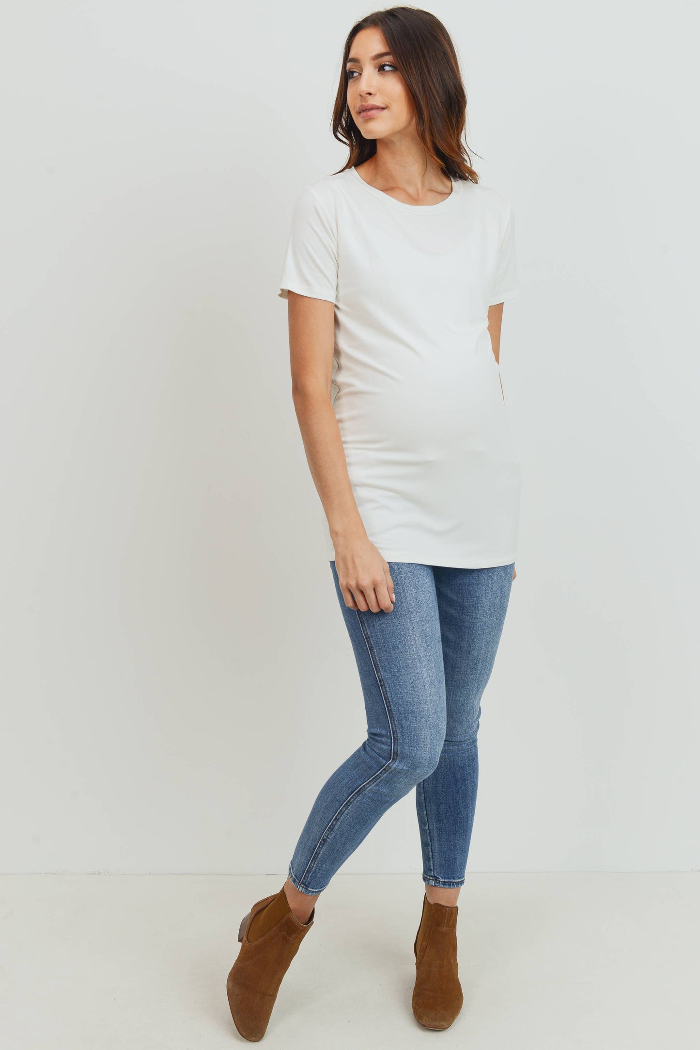Round Neck Short Sleeve Maternity Top