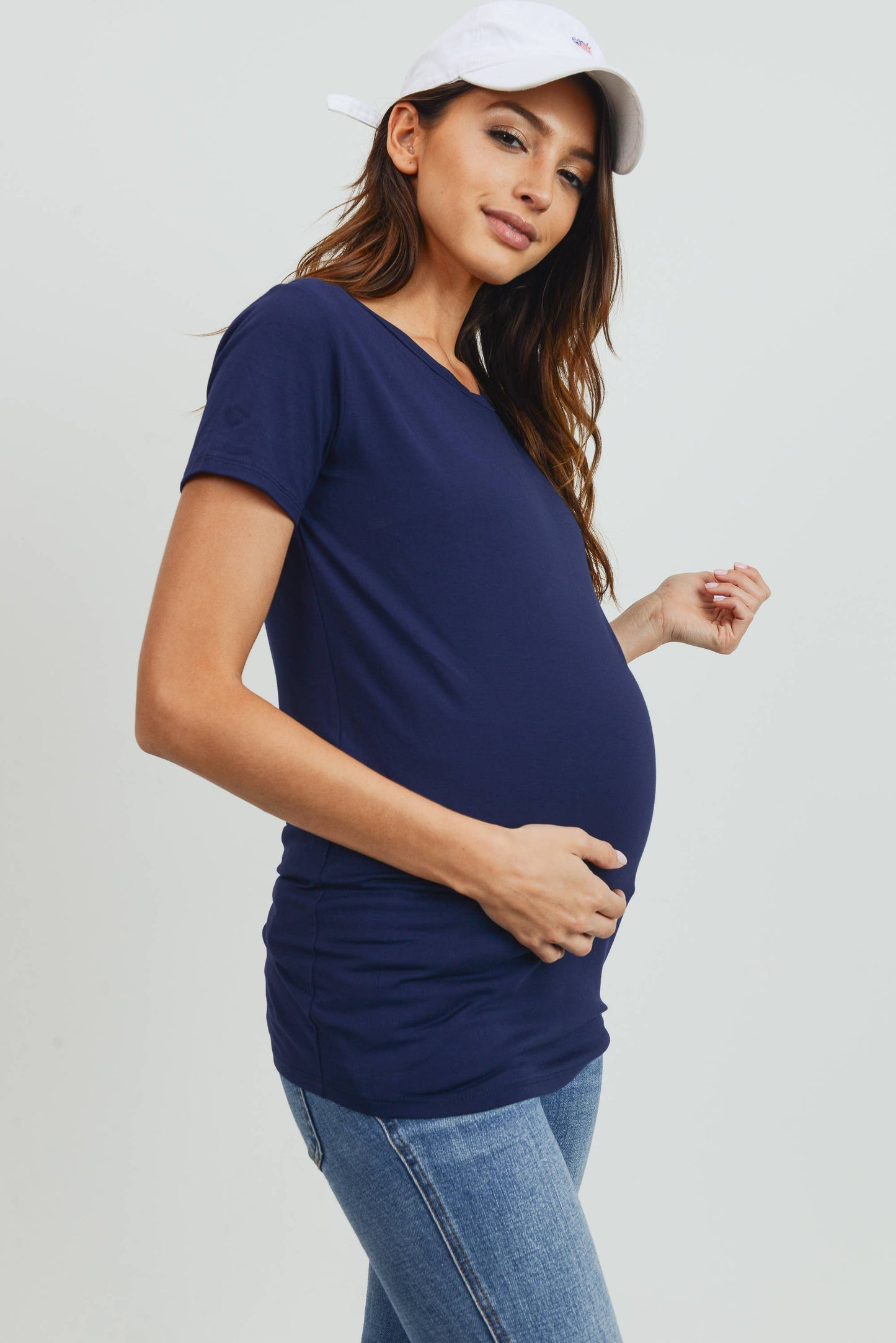 Round Neck Short Sleeve Maternity Top