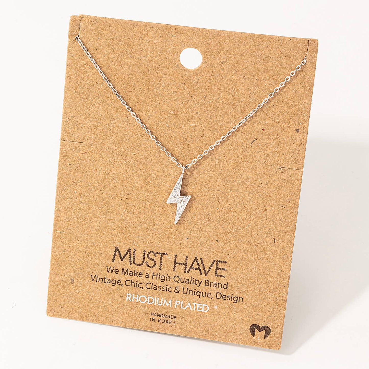 Pave Lightning Bolt Pendant Necklace
