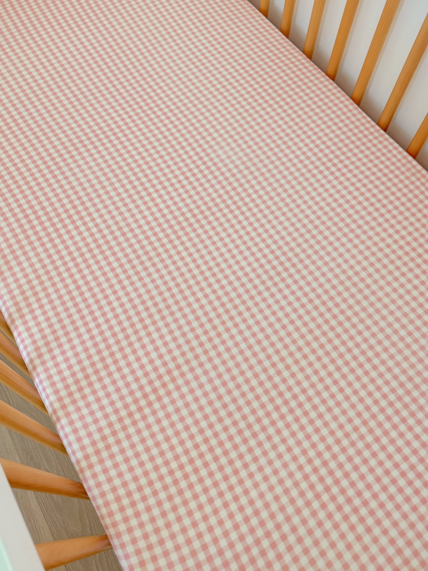 Stretch Crib Sheet, Pink Gingham