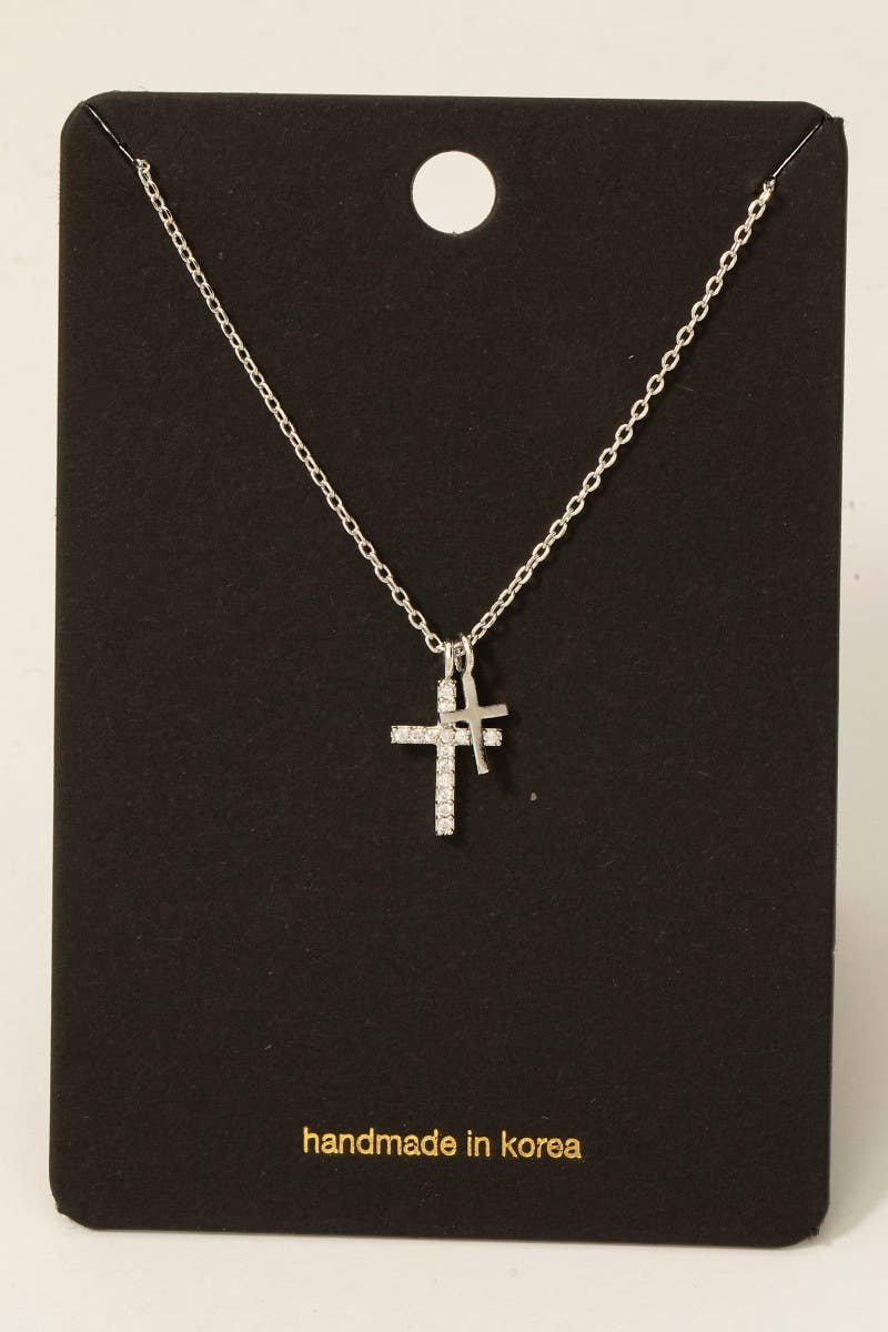 Double Cross Pendant Necklace