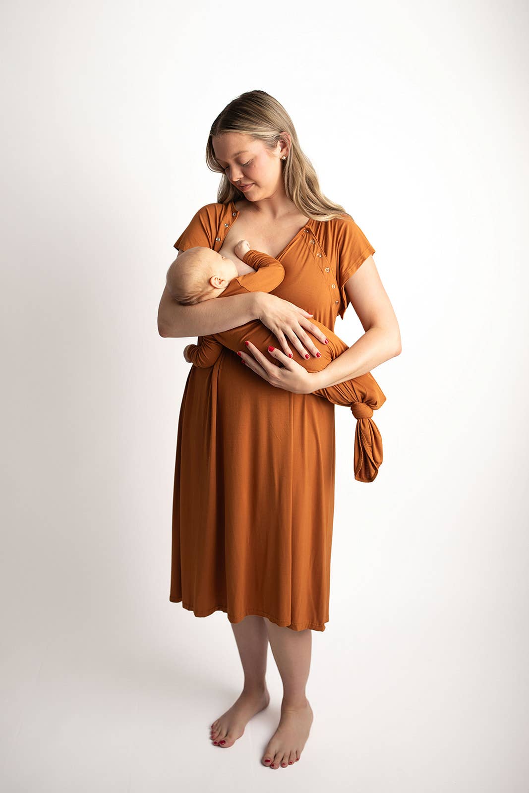 Saddle Orange Labor & Delivery/ Nursing Gown