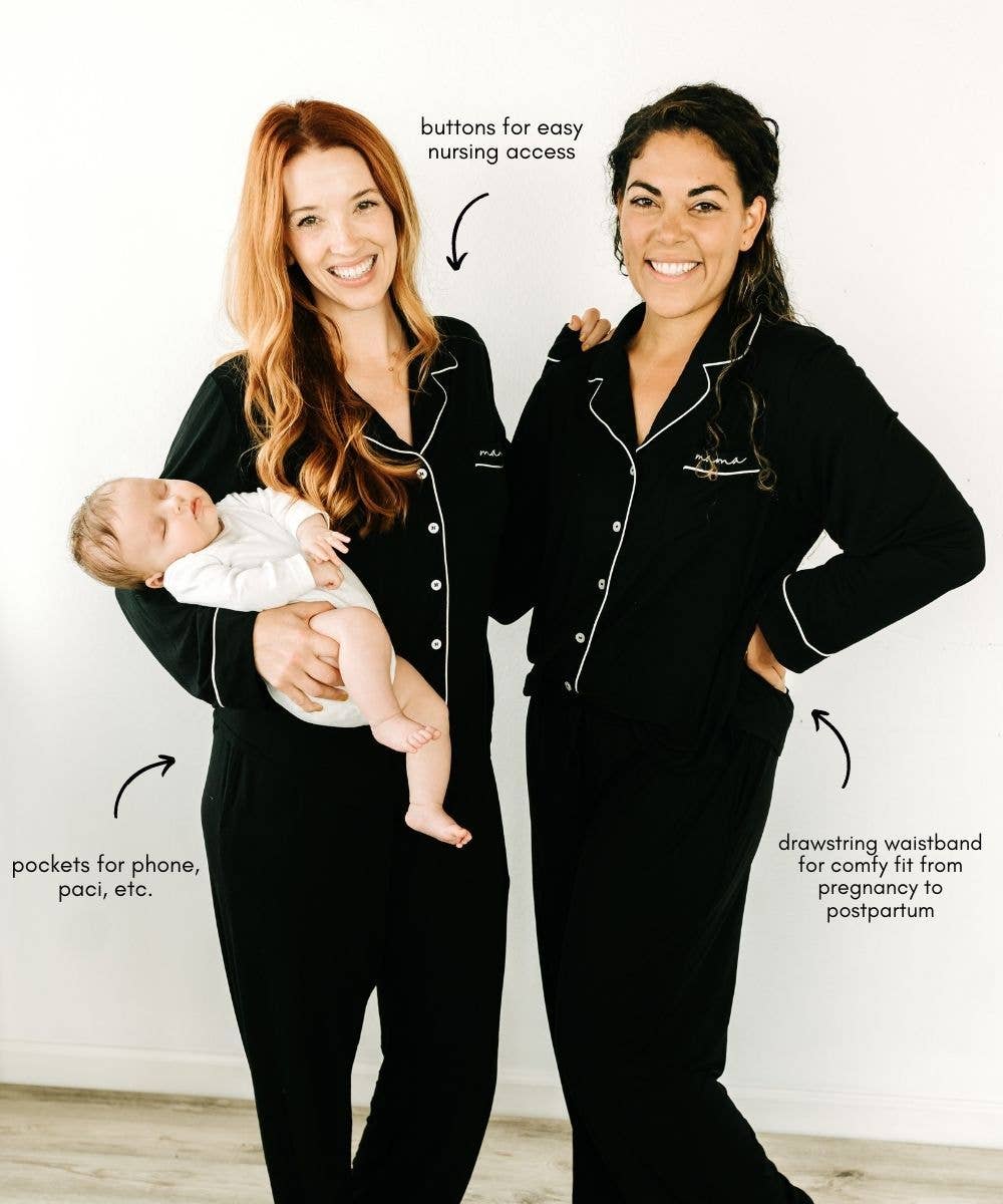 Long Sleeve Bamboo Mama Pajamas for Pregnancy + Postpartum