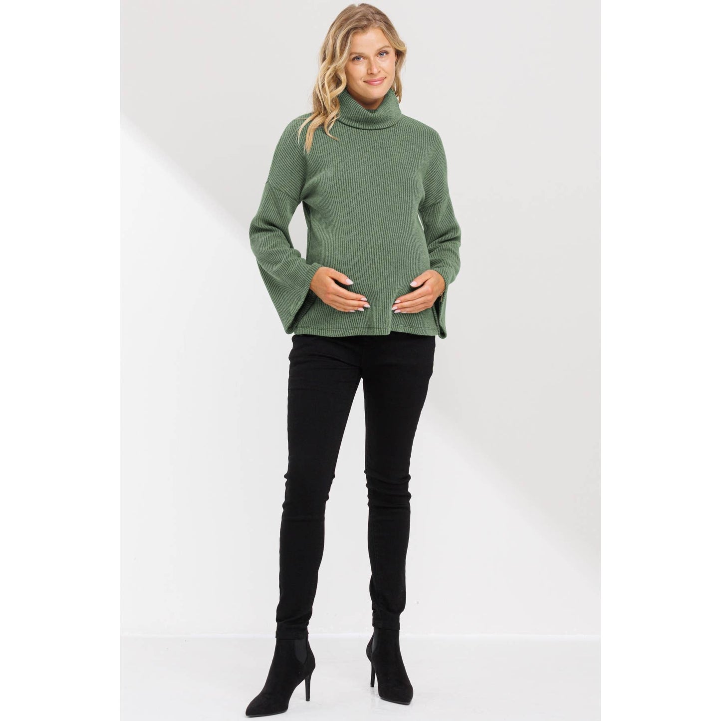 Ribbed Turtleneck Maternity Top