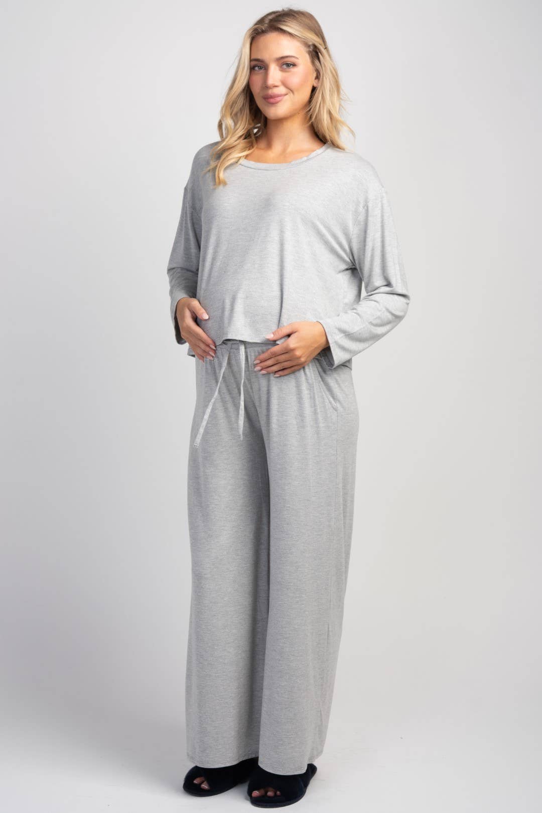 Maternity Long Sleeve Lounge Top & Wide Leg Pant Set