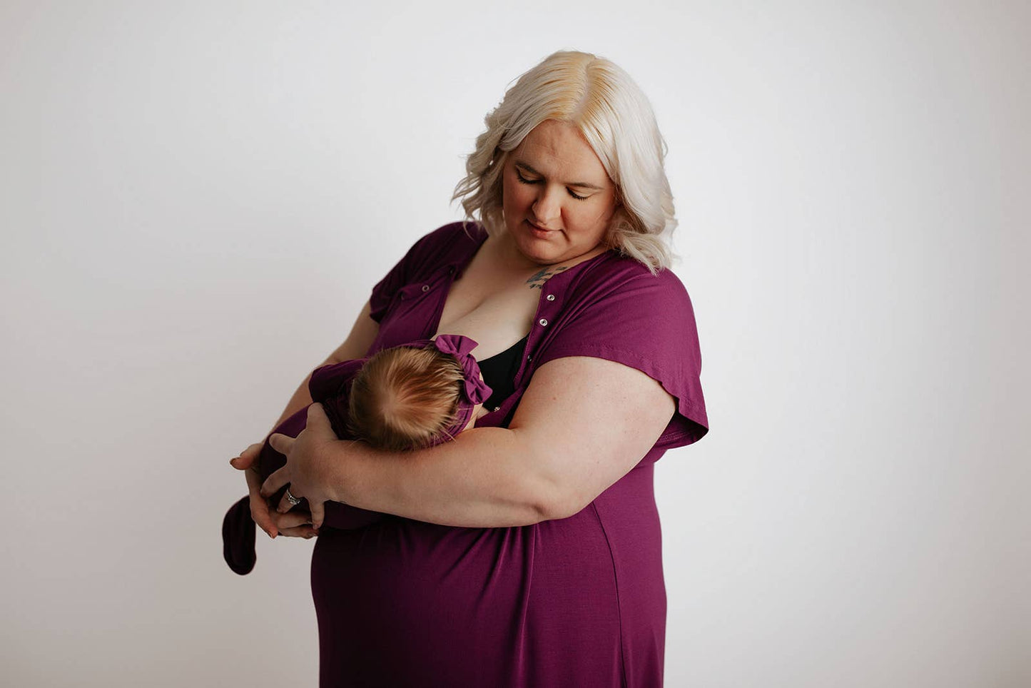 Plum Purple Maternity Mommy Labor and Delivery/ Nursing Gown