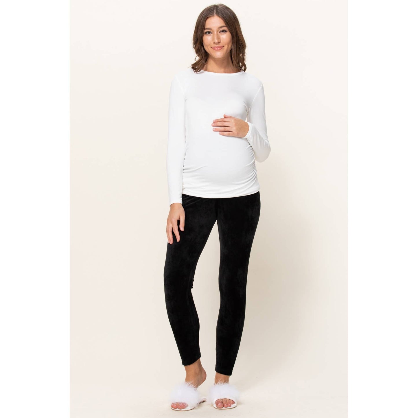 Velour Yoga Pants with Elastic Waistband