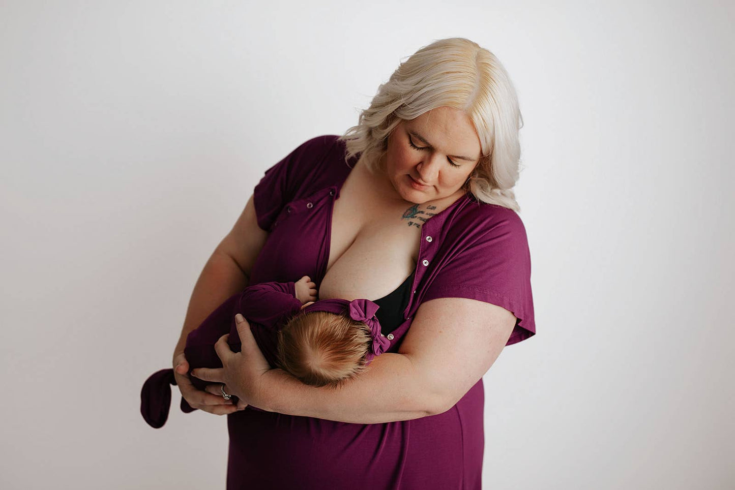 Plum Purple Maternity Mommy Labor and Delivery/ Nursing Gown