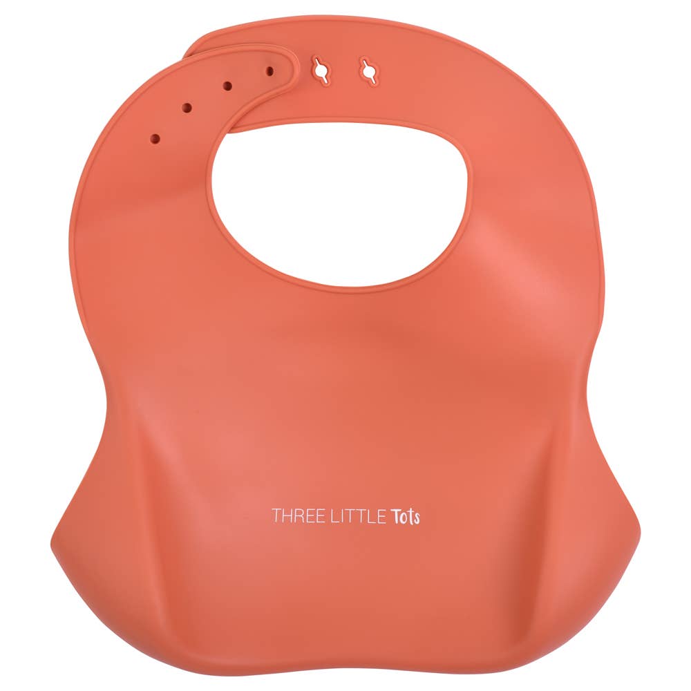 Terracotta Orange Silicone Bib with Crumb Catcher