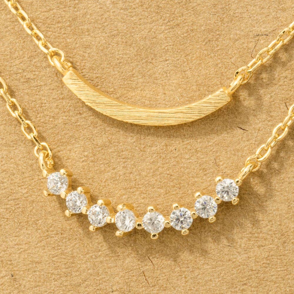 Layered Rhinestone Bar Necklace