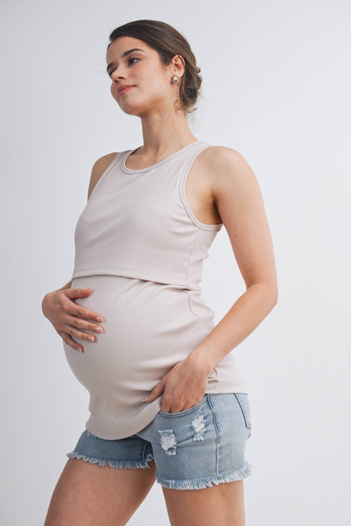 Maternity/Nursing Double-Layer Tank Top