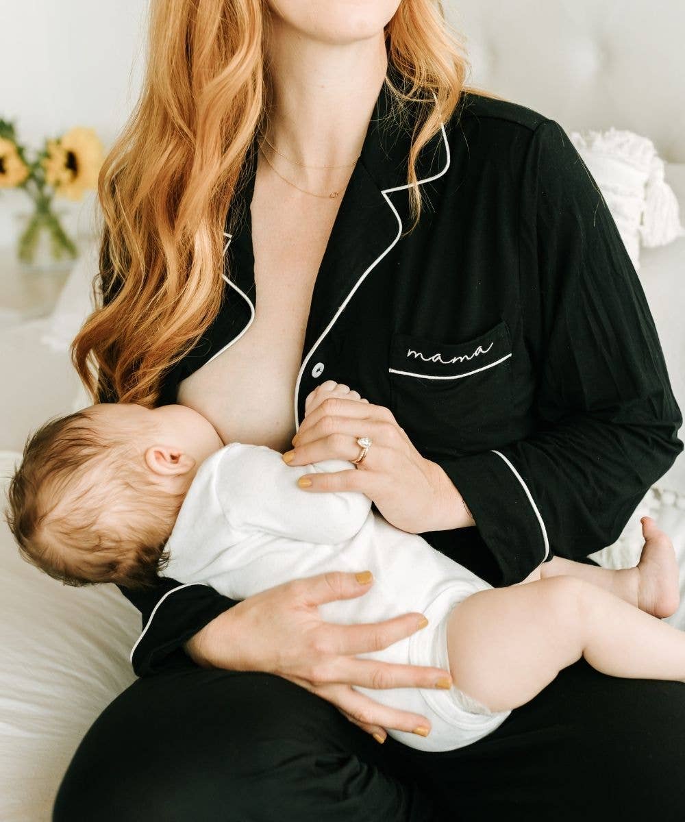 Long Sleeve Bamboo Mama Pajamas for Pregnancy + Postpartum