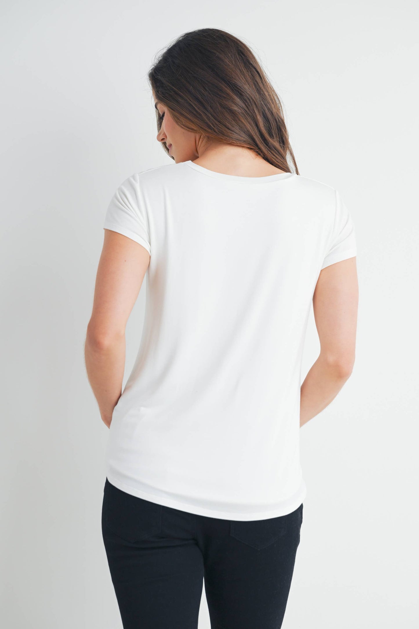 Round Neck Maternity Nursing Pocket T-Shirt