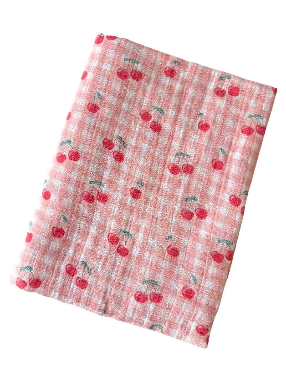 Muslin Swaddle / Gingham Cherries