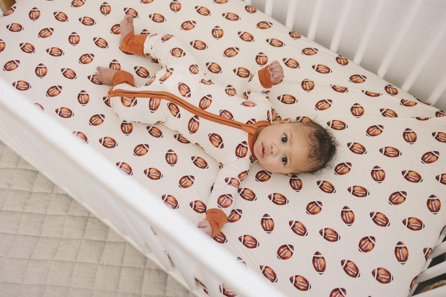 Football Bamboo Zippy Romper Pajamas