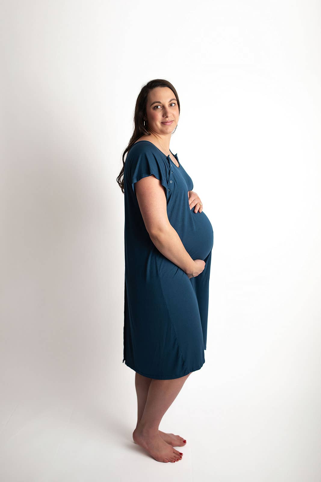Navy Blue Labor and Delivery/ Nursing Gown