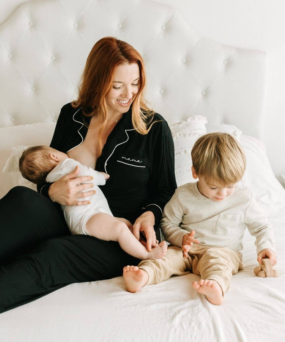 Long Sleeve Bamboo Mama Pajamas for Pregnancy + Postpartum