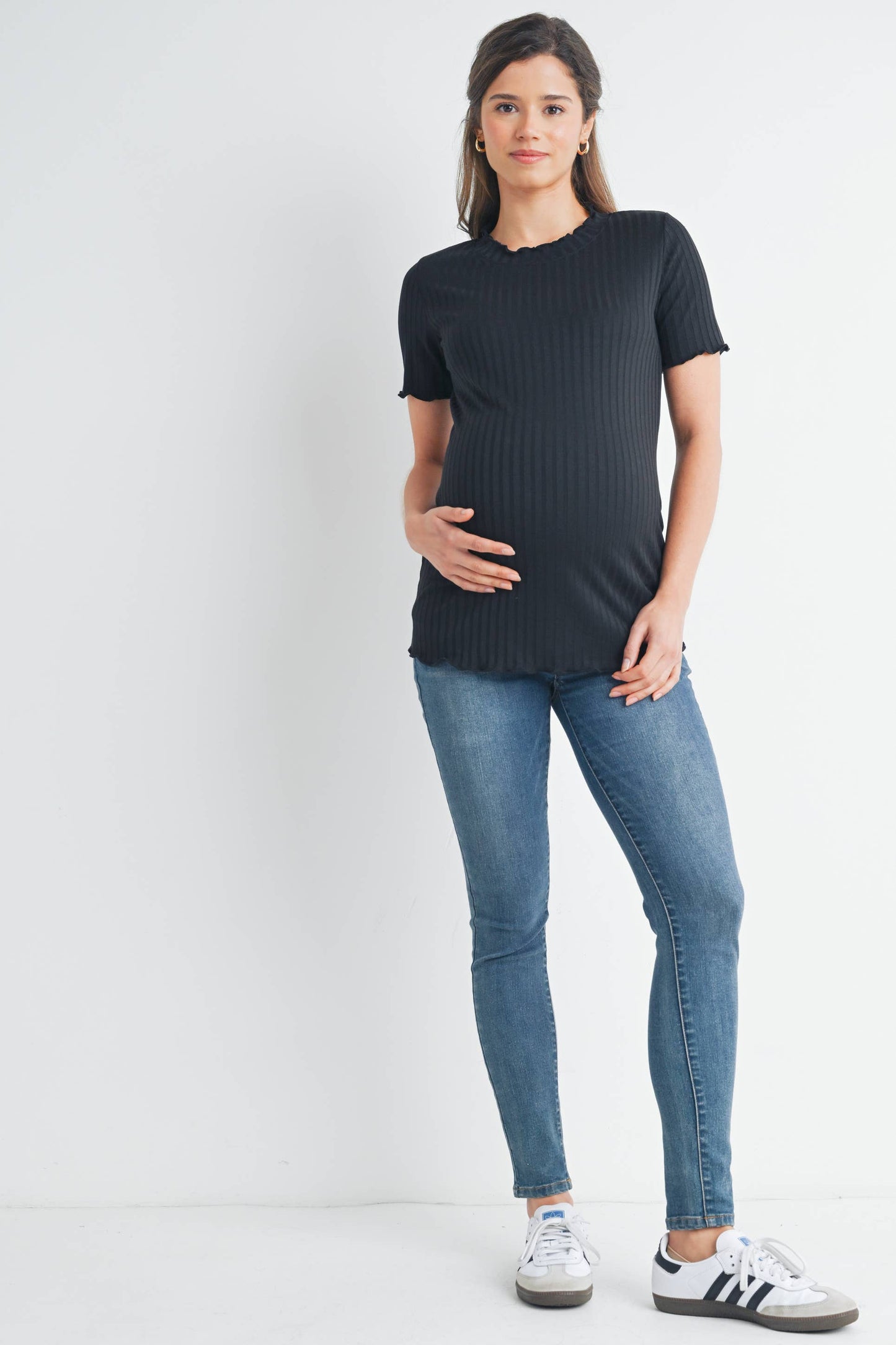 Ribbed Short Sleeve Maternity T-Shirt