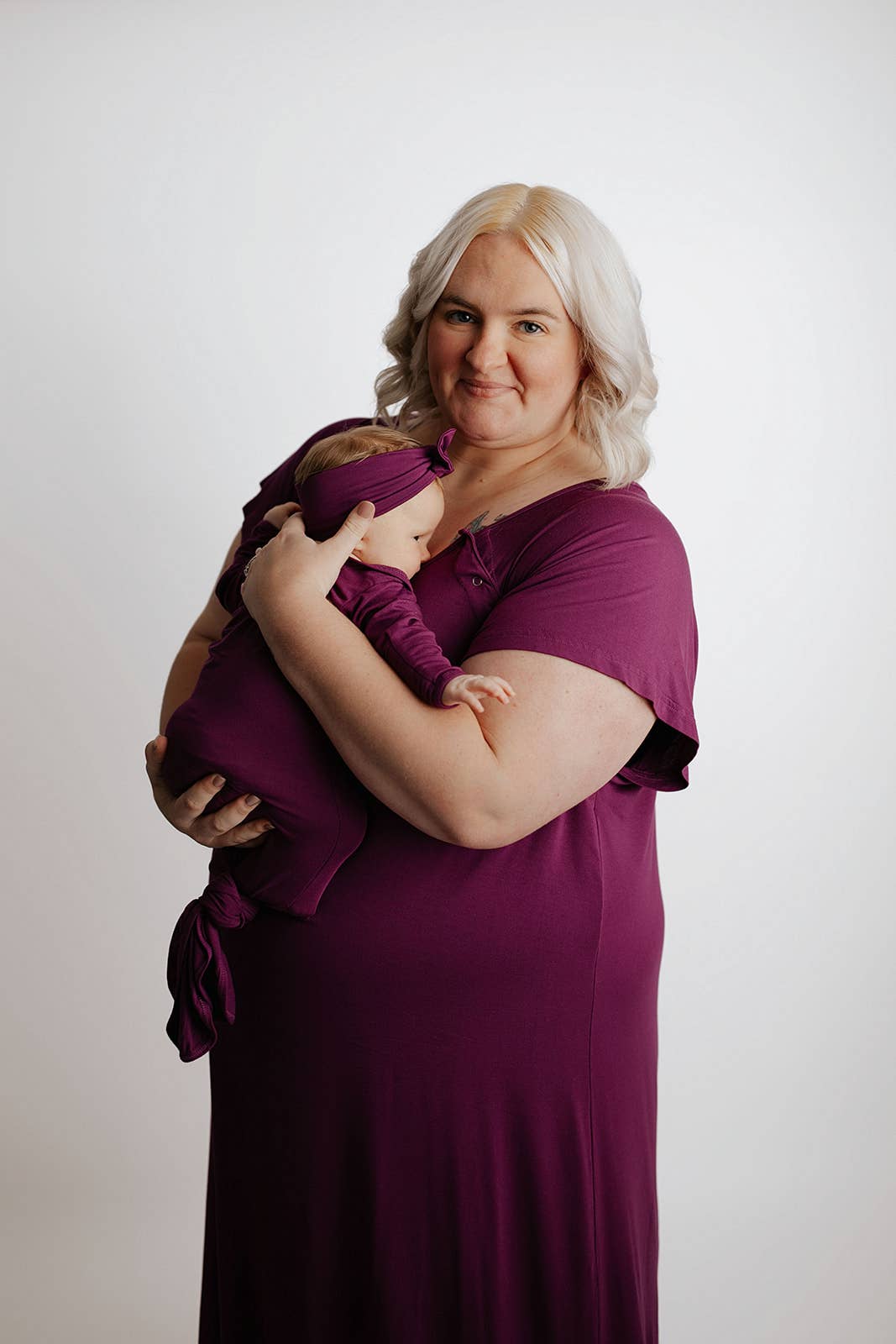Plum Purple Maternity Mommy Labor and Delivery/ Nursing Gown