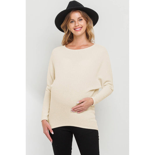 Boat Neck Long Sleeve Maternity Knit Top