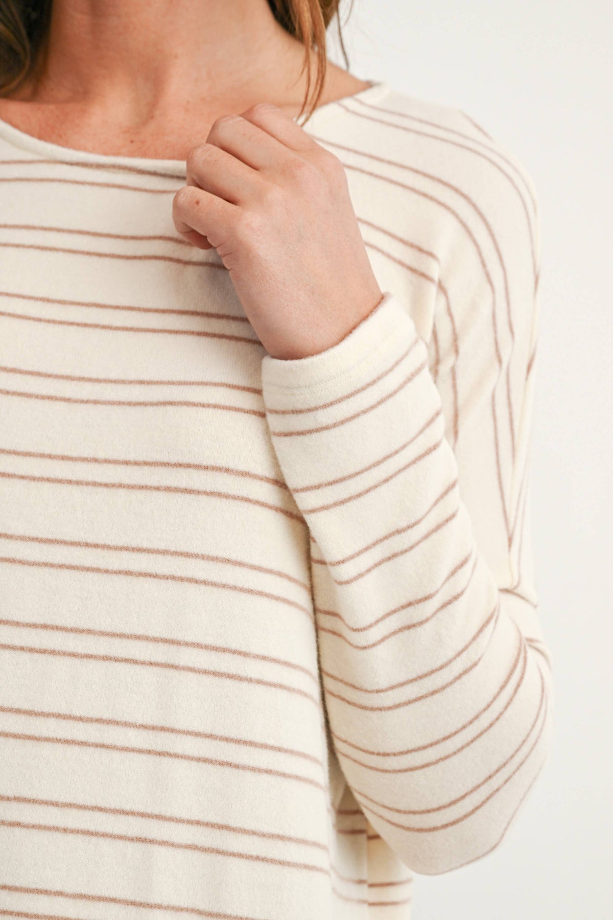 Maternity Soft Knit Stripe Long Sleeve Top