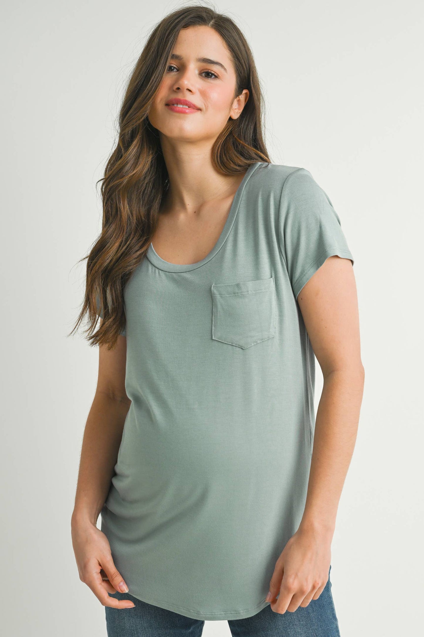 Round Neck Maternity Nursing Pocket T-Shirt