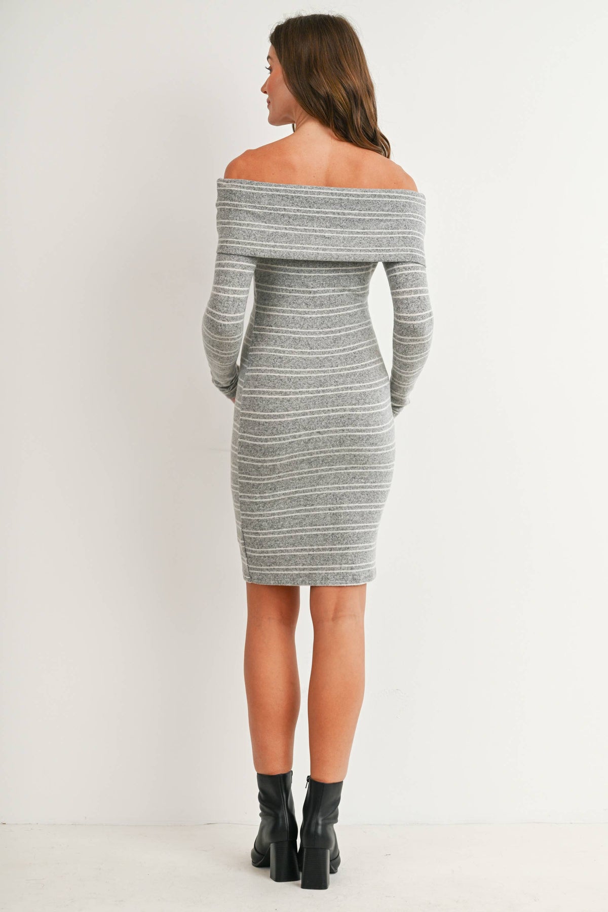 Maternity Long Sleeve Off Shoulder Knit Bodycon Dress