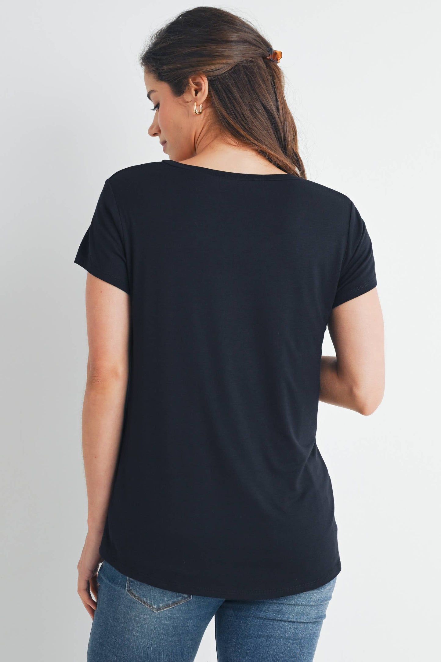 Round Neck Maternity Nursing Pocket T-Shirt