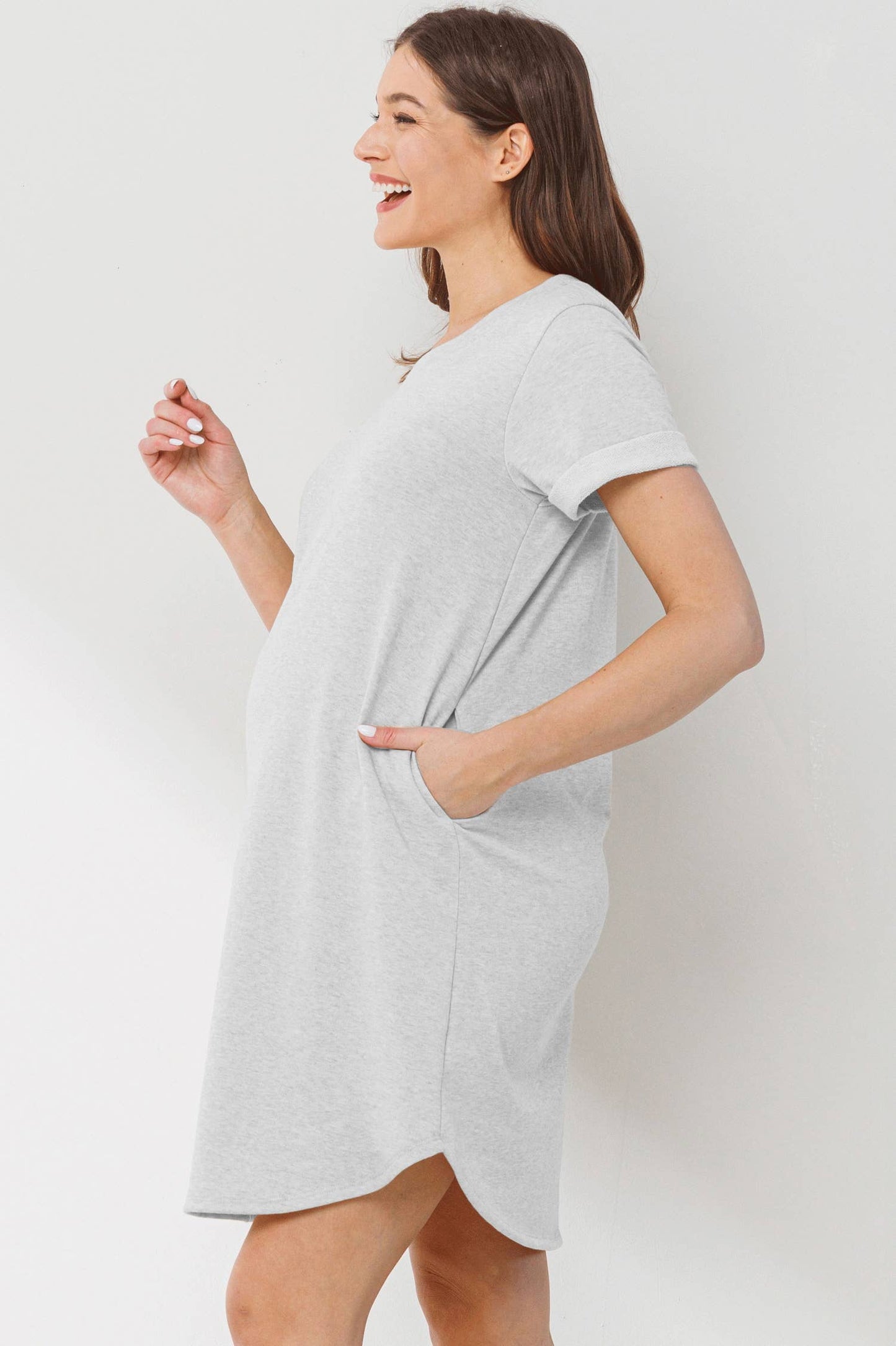 Crew Neck Maternity T-Shirt Dress