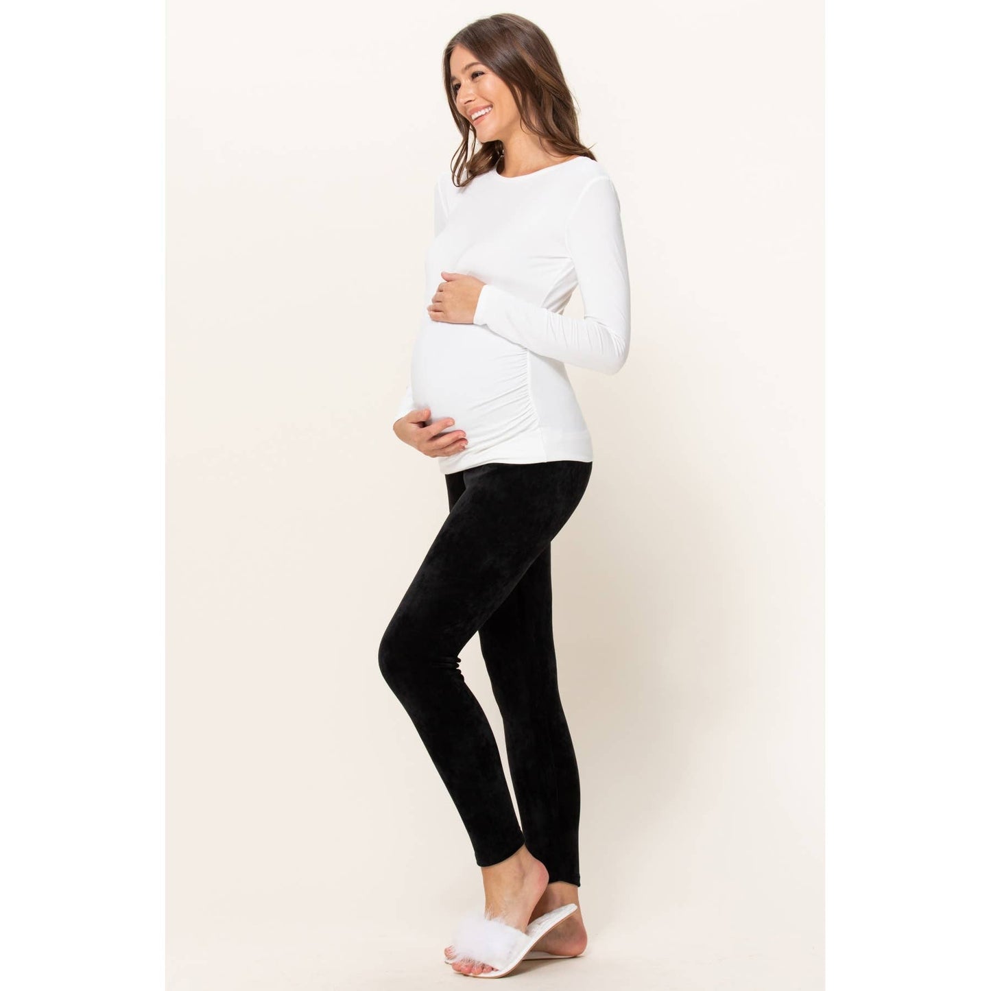 Velour Yoga Pants with Elastic Waistband
