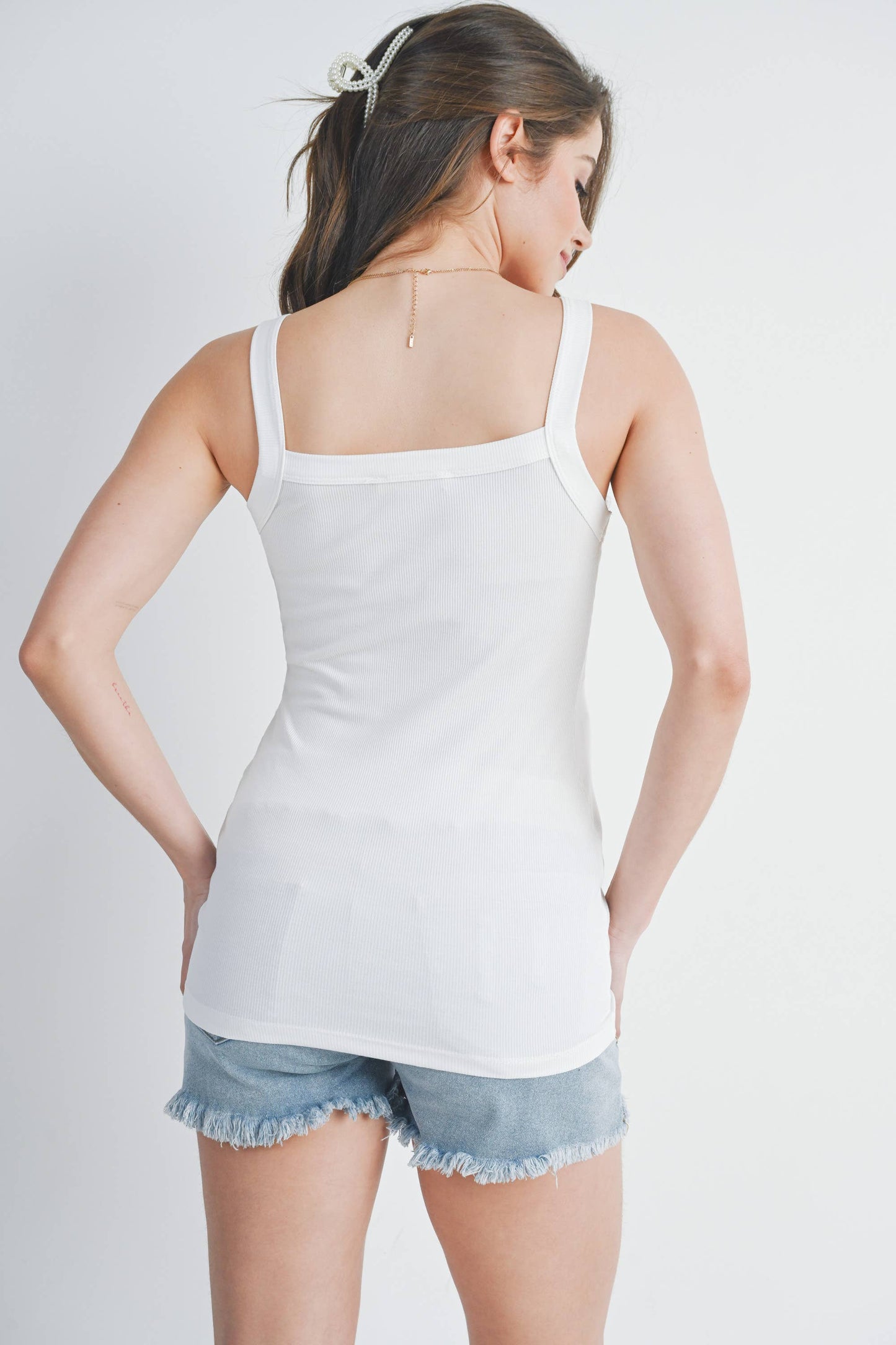 Ribbed Maternity Scoop Neck Cami Tank Top