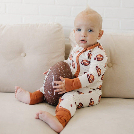 Football Bamboo Zippy Romper Pajamas