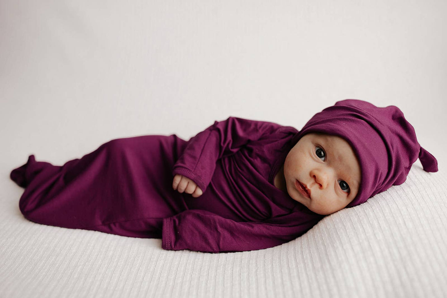 Plum Purple Knotted Newborn Baby Gown
