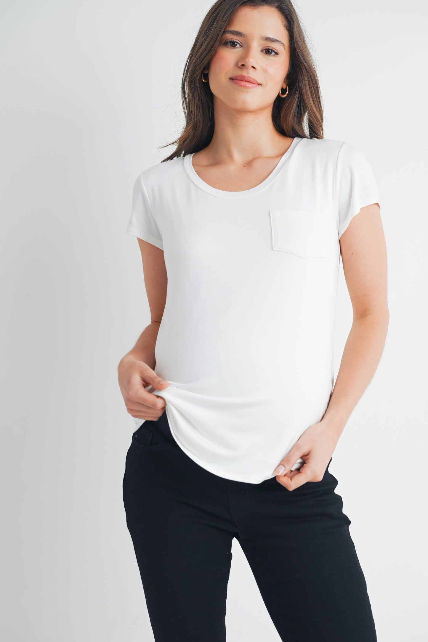 Round Neck Maternity Nursing Pocket T-Shirt