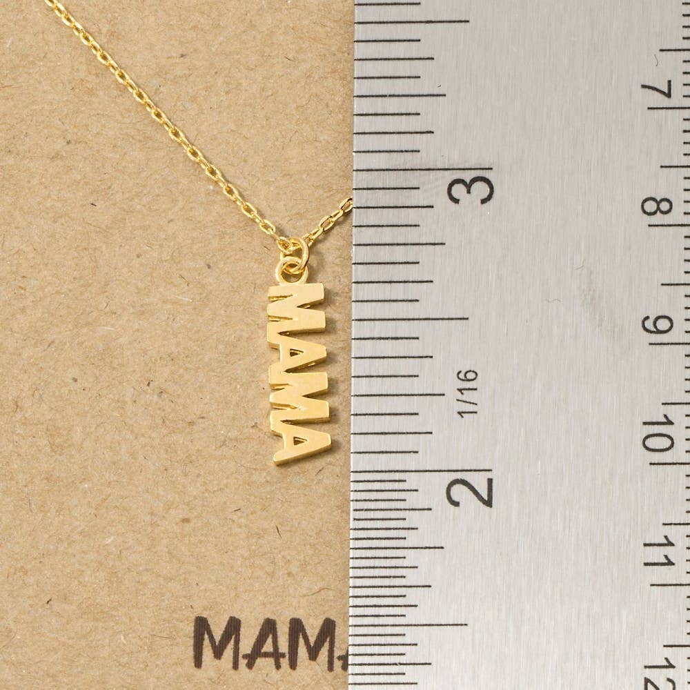 Gold Dipped Flat Mama Pendant Necklace