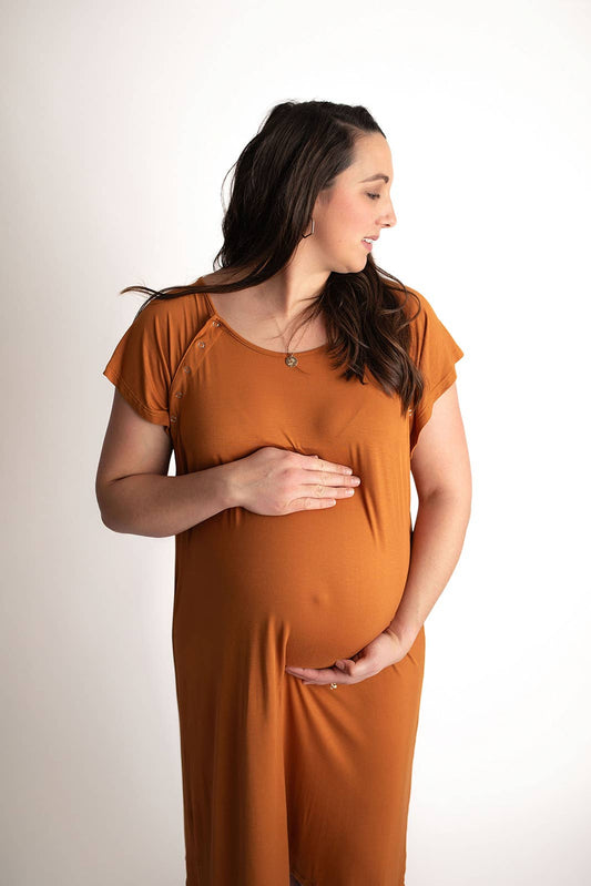 Saddle Orange Labor & Delivery/ Nursing Gown