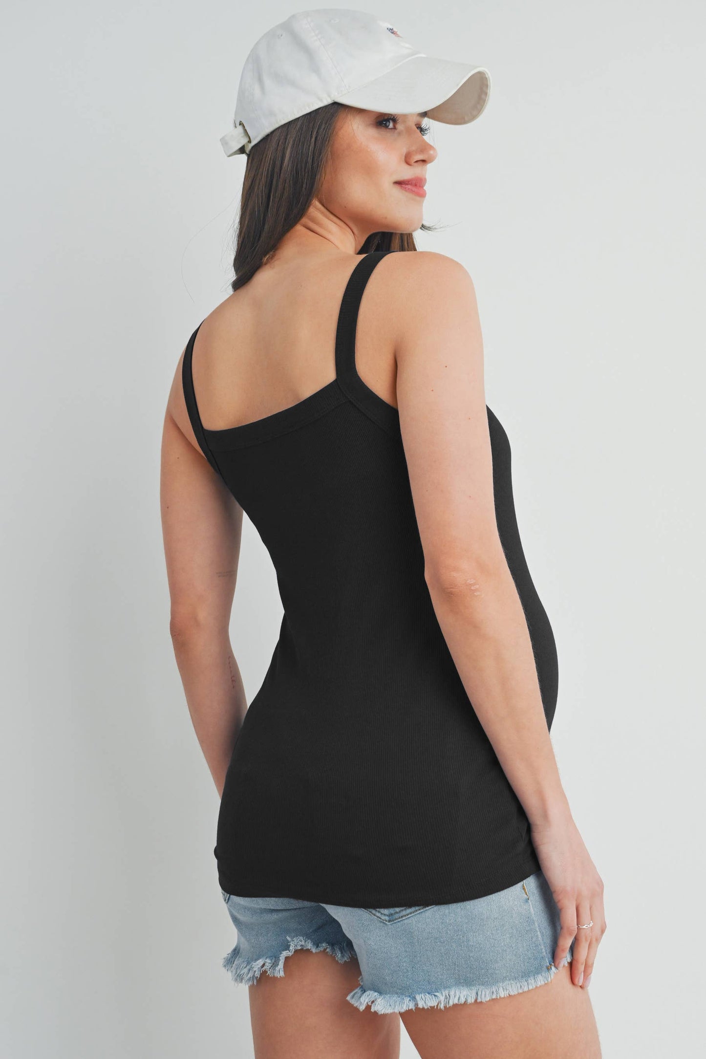 Ribbed Maternity Scoop Neck Cami Tank Top