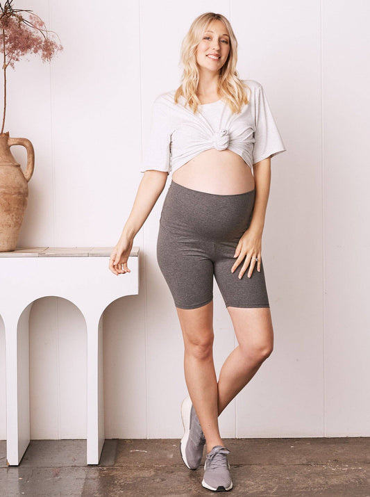 Cotton Maternity Bike Shorts - Charcoal