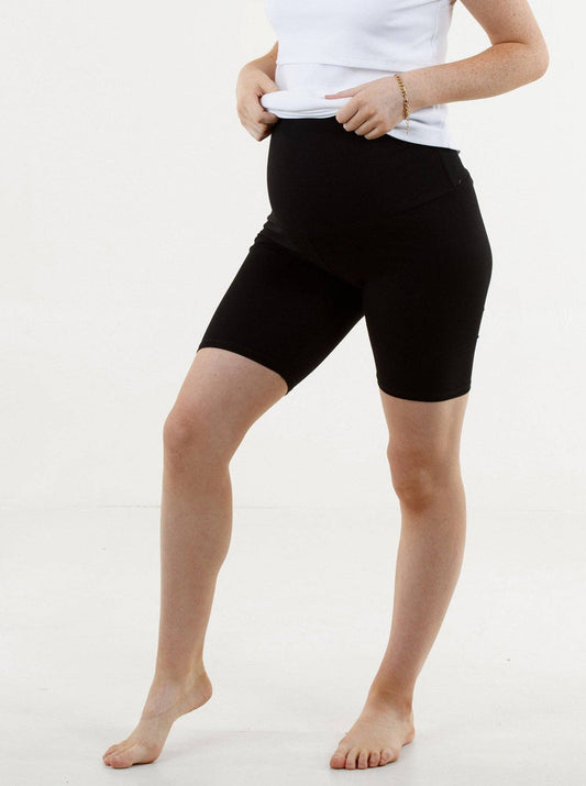 Black Maternity Cotton Bike Shorts